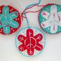 Felt peace sign snowflake ornament red white aqua blue tie dye lot
