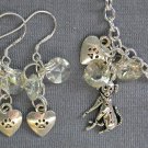 Dog heart charm crystal diamond bead chain Bracelet Earrings Set YOUR CHOICE COLOR Dog heart charm crystal diamond bead chain Bracelet Earrings Set YOUR CHOICE COLOR