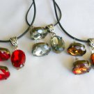 Red grey brown rhinestone Pendant Earrings Set from vintage Necklace Set Lot