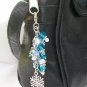 Snowflake zipper purse charm bright aqua blue crystal bead