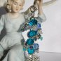 Snowflake zipper purse charm bright aqua blue crystal bead
