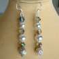 Vintage bead smoky gray silver crystal iridescent drop earrings