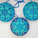 Felt snowflake ornament blue and aqua shades lot