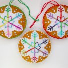 Felt snowflake ornament brown white rainbow colorful lot Felt snowflake ornament brown white rainbow colorful lot
