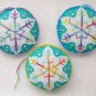 Felt snowflake ornament tie dye rainbow light aqua white lot handmade