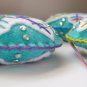 Felt snowflake ornament tie dye rainbow light aqua white lot handmade