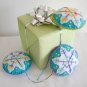Felt snowflake ornament tie dye rainbow light aqua white lot handmade