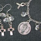 Archangel St. Raphael medal healing silver charm Bracelet Earrings Set Archangel St. Raphael medal healing silver charm Bracelet Earrings Set