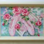 Ballet and Roses Dimensions completed finished cross stitch ballerina shoes
