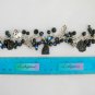 Black Czech cat bead angel paw aqua AB crystal charm bracelet