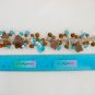 Brass tabby cat heart aqua crystal and brown charm bracelet