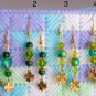 Lucky four leaf clover charm green glass bead earrings