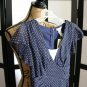 Vol 1 NWT navy blue white polka dot ruffled empire waist dress M