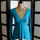 LL aqua blue babydoll empire long sleeve asymmetrical top S