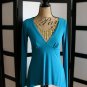 LL aqua blue babydoll empire long sleeve asymmetrical top S