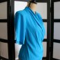 Anne Klein retro blue draped wrap cross over short sleeve top size 4