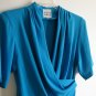 Anne Klein retro blue draped wrap cross over short sleeve top size 4