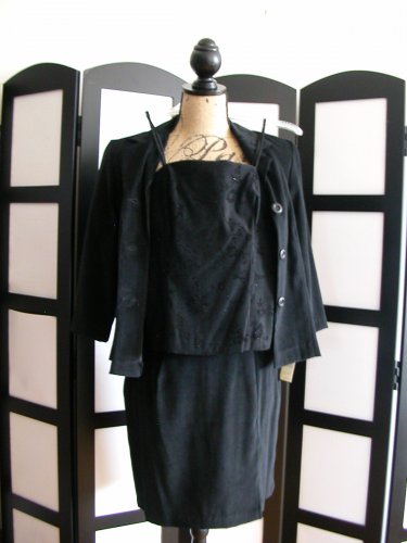 Be Smart NWT black glitter shimmer cami blazer skirt suit set 7/8 junior