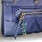 Snowflake zipper purse charm bright aqua blue crystal bead