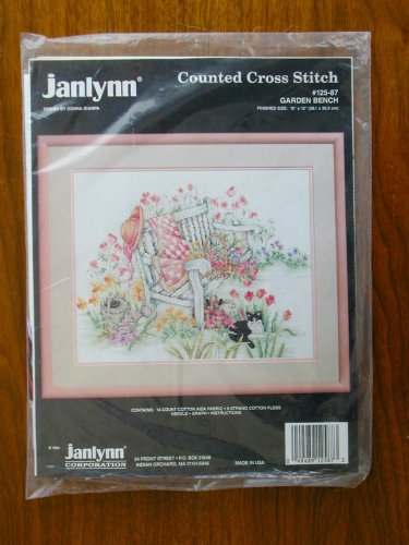 Janlynn Garden Bench Flower Cat Counted Cross Stitch Kit 125-87