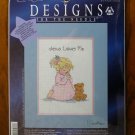 Designs for Needle Jesus Loves Me girl teddy bear counted cross stitch kit 5551