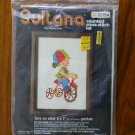 Sultana Boy on Bike vintage counted cross stitch kit 3215 Sultana Boy on Bike vintage counted cross stitch kit 3215