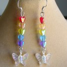 Iridescent rainbow and purple heart butterfly earrings 2 pair Iridescent rainbow and purple heart butterfly earrings 2 pair
