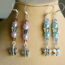 Butterfly silver bead light purple & baby blue earrings 2 Pair Butterfly silver bead light purple & baby blue earrings 2 Pair