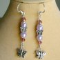 Butterfly silver bead light purple & baby blue earrings 2 Pair