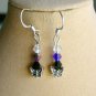 Butterfly crystal bicone bead rainbow chakra earrings 2 pair