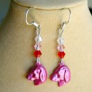 Ombre dog charm and flower pink crystal bead earrings 2 pair Ombre dog charm and flower pink crystal bead earrings 2 pair