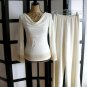 White House Black Market off white gold cowl empire top pant set small XS