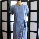 KC Spencer NWT retro cornflower blue purple rayon side tie dress size 10