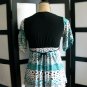 Discreet black aqua white empire waist babydoll short sleeve top M