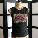 Capucino black lace brown ROCK glitter red sleeveless top M Capucino black lace brown ROCK glitter red sleeveless top M