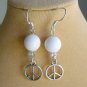 Peace sign white bead rainbow crystal charm Bracelet Earrings Set