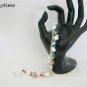 Peace sign white bead rainbow crystal charm Bracelet Earrings Set
