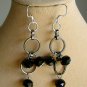 Lock and key rhinestone charm black chain crystal Bracelet Earrings Set