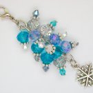 Snowflake zipper purse charm bright aqua blue crystal bead