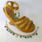 Cat charm aqua blue AB black crystal bead anklet