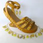 Dragonfly charm Czech butterfly yellow crackle bead anklet