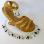 Dragonfly charm black crystal glass bead anklet