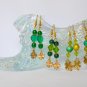 Lucky four leaf clover charm green glass bead earrings