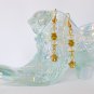 Flower gold clear crystal rondelle bead drop earrings
