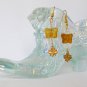 Czech yellow butterfly bead four leaf clover clear crystal charm earrings