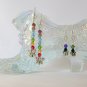Butterfly crystal bicone bead rainbow chakra earrings 2 pair