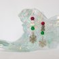 Christmas cat snowflake charm red green bead earrings