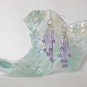 Light purple crystal bugle seed bead dangle earrings