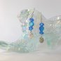 Czech glass seashell bead AB blue crystal charm earrings