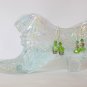 Light lime green crystal butterfly flower earrings 2 pair